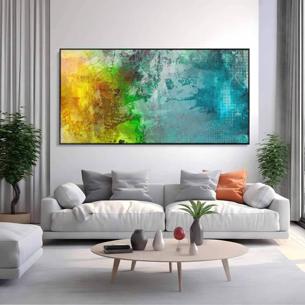 Tablou Canvas Premium LuxCanva® A1091, Colorful Green , Abstract, Verde, Blue, Multicolor, Culori Vibrante
