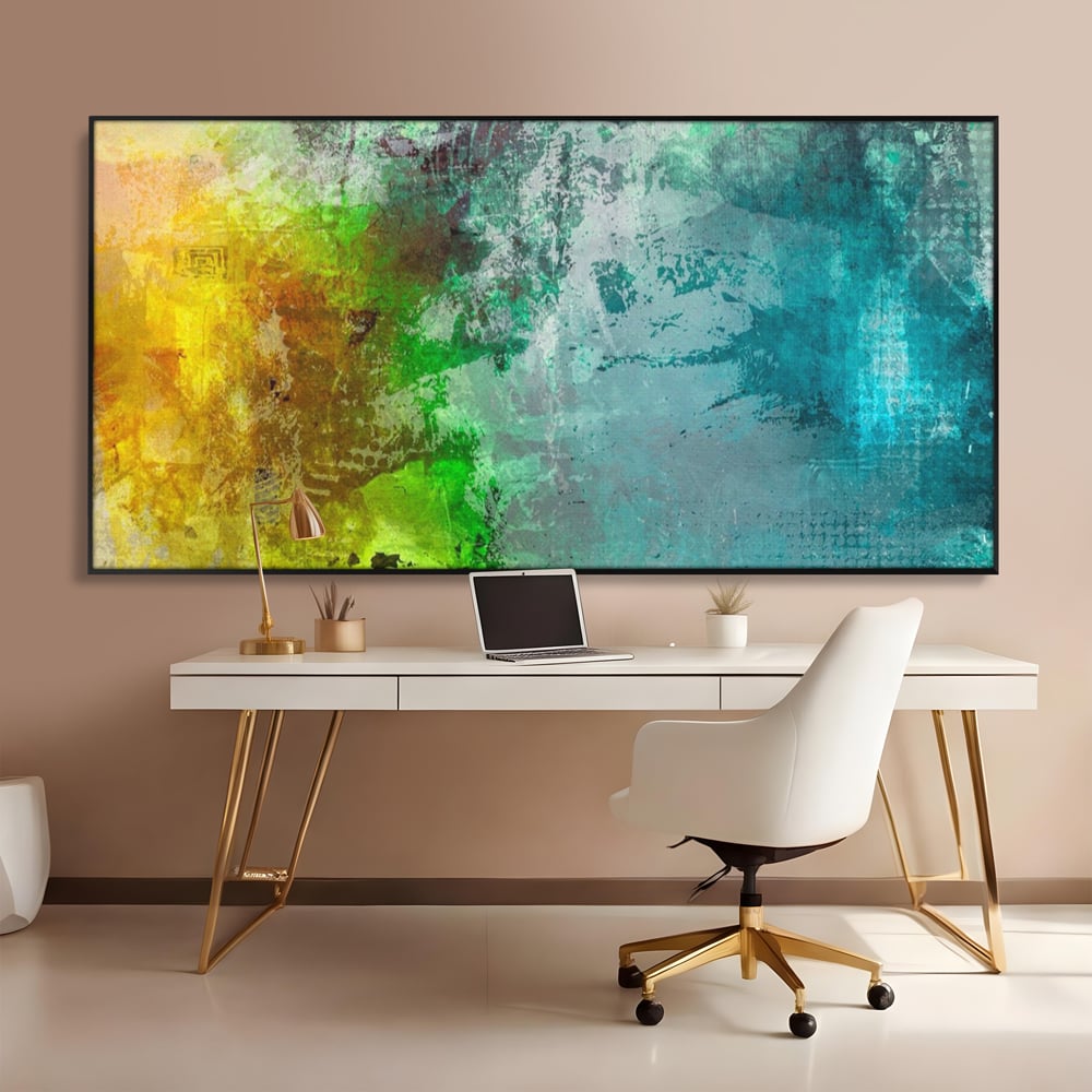 Tablou Canvas Premium LuxCanva® A1091, Colorful Green , Abstract, Verde, Blue, Multicolor, Culori Vibrante