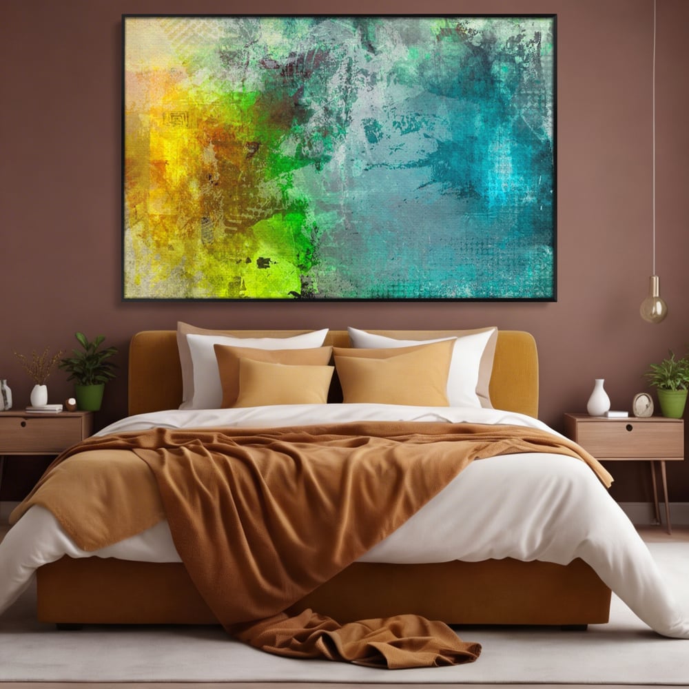 Tablou Canvas Premium LuxCanva® A1091, Colorful Green , Abstract, Verde, Blue, Multicolor, Culori Vibrante