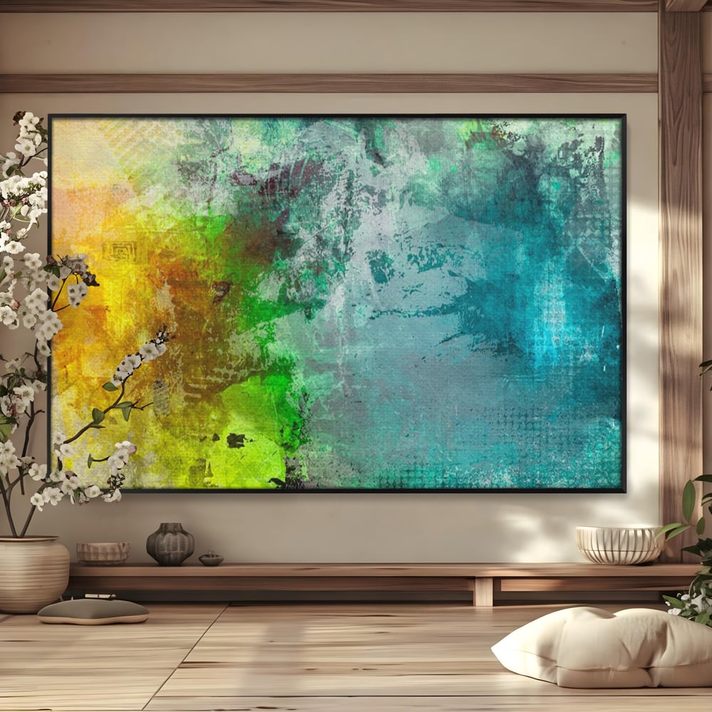 Tablou Canvas Premium LuxCanva® A1091, Colorful Green , Abstract, Verde, Blue, Multicolor, Culori Vibrante