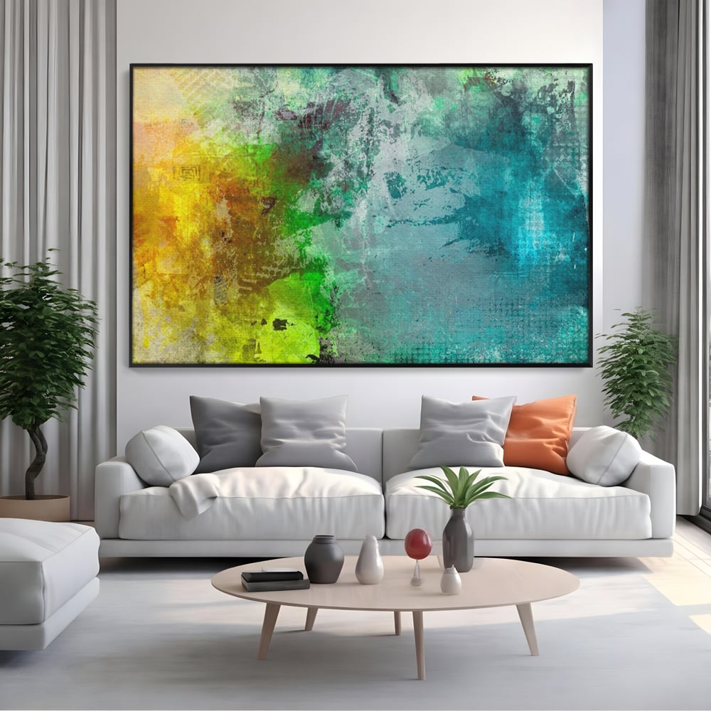 Tablou Canvas Premium LuxCanva® A1091, Colorful Green , Abstract, Verde, Blue, Multicolor, Culori Vibrante