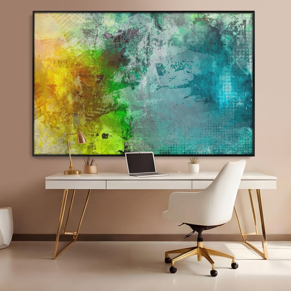 Tablou Canvas Premium LuxCanva® A1091, Colorful Green , Abstract, Verde, Blue, Multicolor, Culori Vibrante