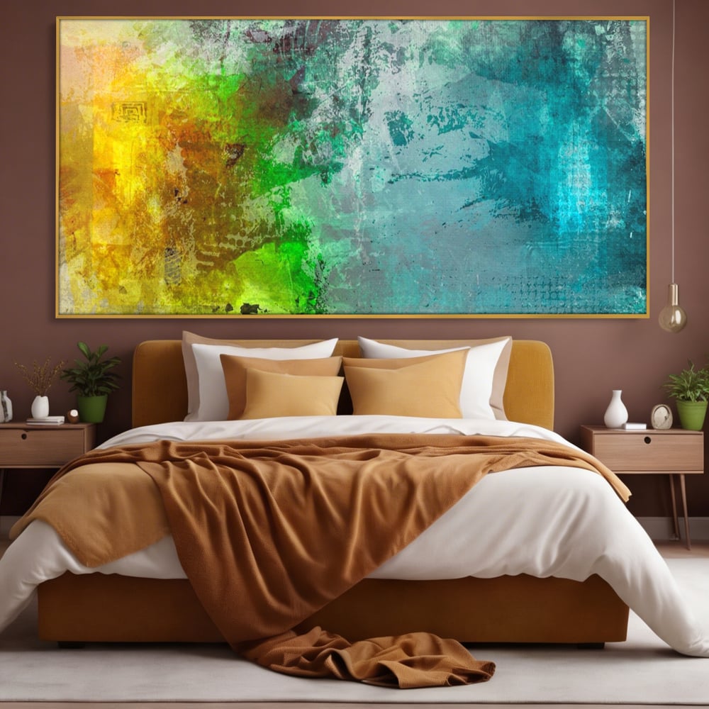 Tablou Canvas Premium LuxCanva® A1091, Colorful Green , Abstract, Verde, Blue, Multicolor, Culori Vibrante