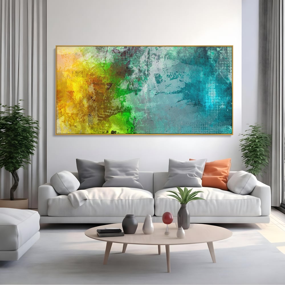 Tablou Canvas Premium LuxCanva® A1091, Colorful Green , Abstract, Verde, Blue, Multicolor, Culori Vibrante