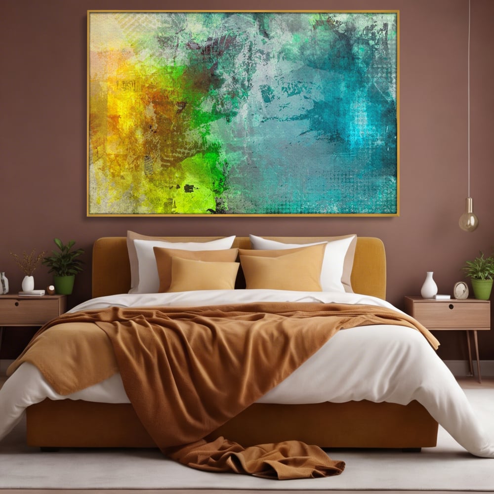 Tablou Canvas Premium LuxCanva® A1091, Colorful Green , Abstract, Verde, Blue, Multicolor, Culori Vibrante