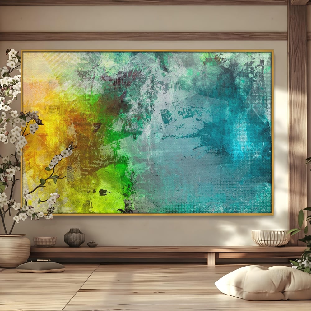 Tablou Canvas Premium LuxCanva® A1091, Colorful Green , Abstract, Verde, Blue, Multicolor, Culori Vibrante