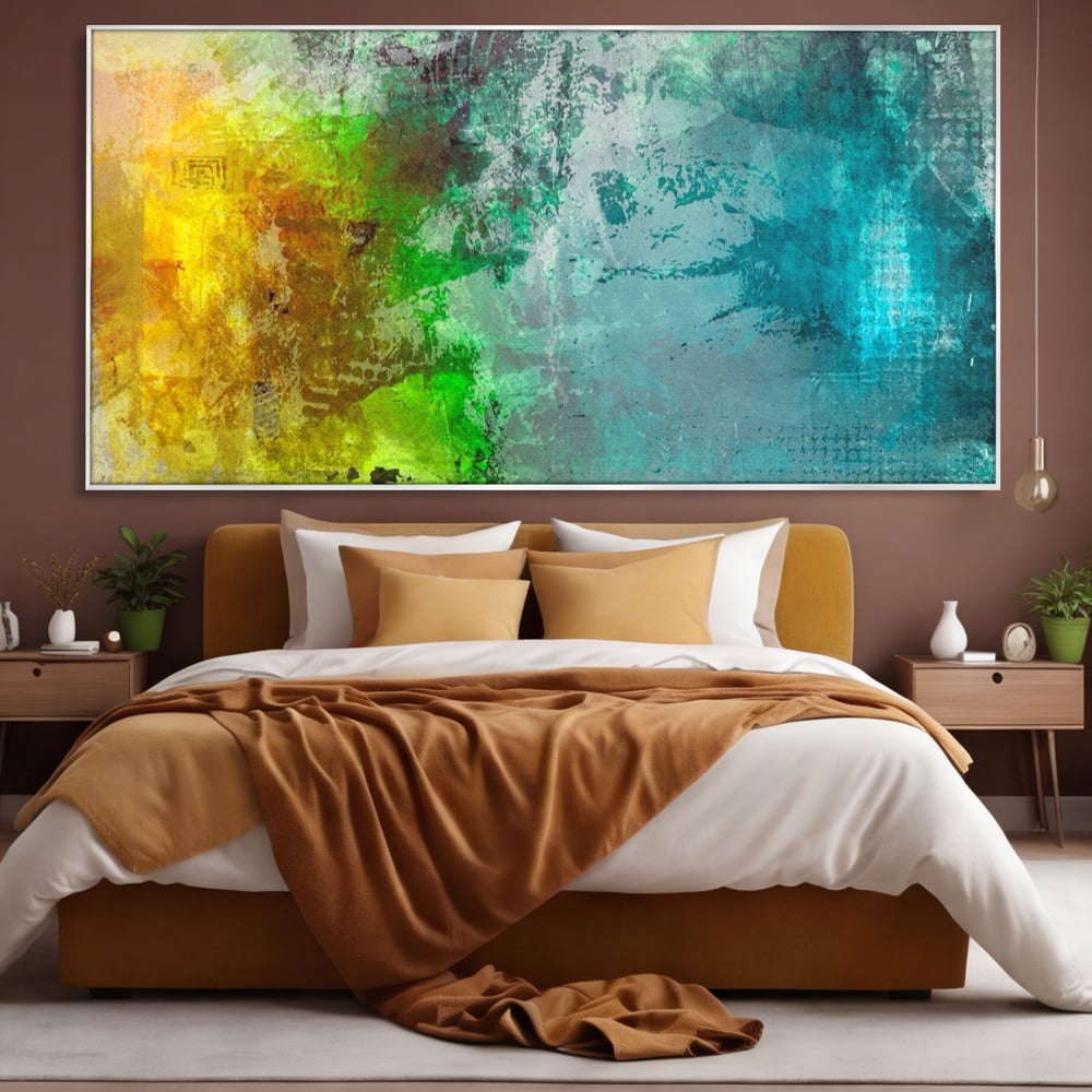 Tablou Canvas Premium LuxCanva® A1091, Colorful Green , Abstract, Verde, Blue, Multicolor, Culori Vibrante