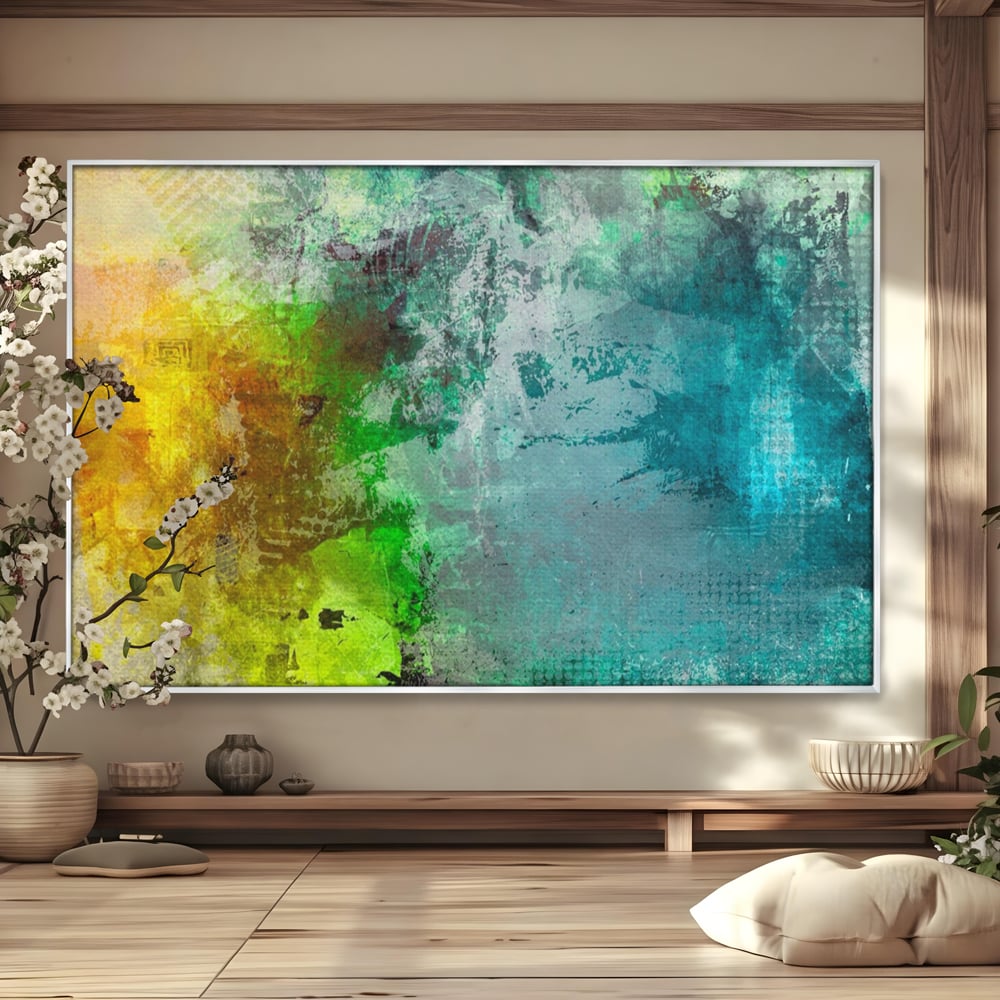 Tablou Canvas Premium LuxCanva® A1091, Colorful Green , Abstract, Verde, Blue, Multicolor, Culori Vibrante