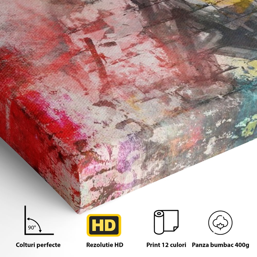 Tablou Canvas Premium LuxCanva® A1093, Perete Colorat , Arta Abstracta, Culoare, Culori Vibrante