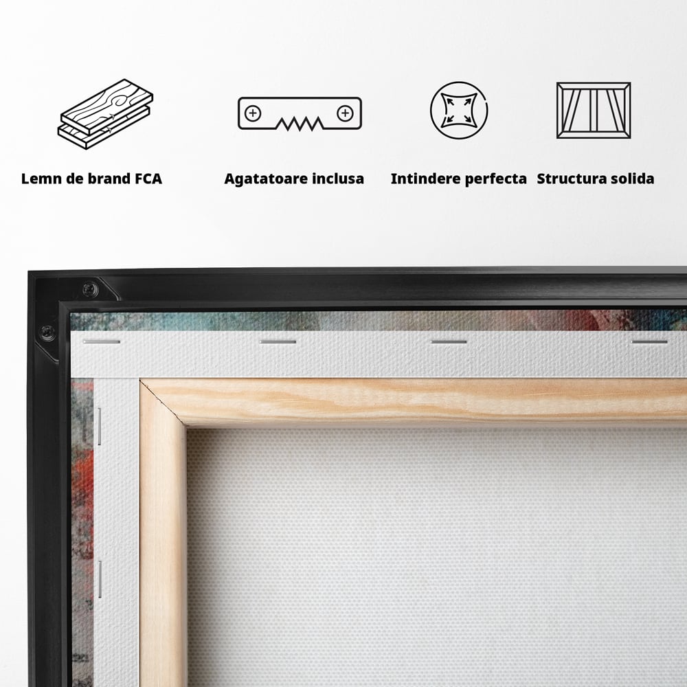 Tablou Canvas Premium LuxCanva® A1093, Perete Colorat , Arta Abstracta, Culoare, Culori Vibrante