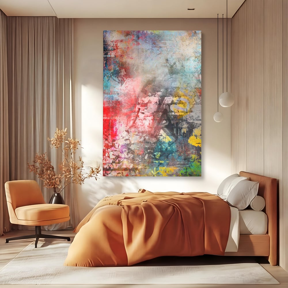 Tablou Canvas Premium LuxCanva® A1093, Perete Colorat , Arta Abstracta, Culoare, Culori Vibrante