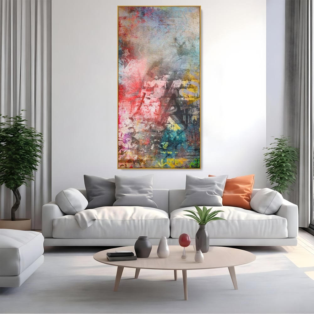 Tablou Canvas Premium LuxCanva® A1093, Perete Colorat , Arta Abstracta, Culoare, Culori Vibrante