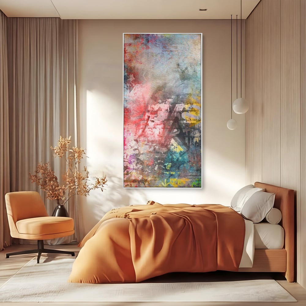 Tablou Canvas Premium LuxCanva® A1093, Perete Colorat , Arta Abstracta, Culoare, Culori Vibrante