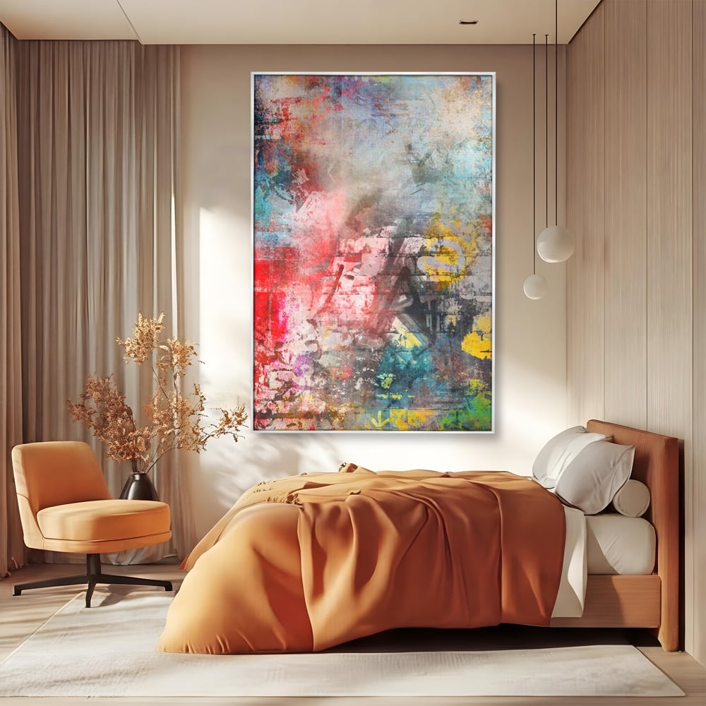 Tablou Canvas Premium LuxCanva® A1093, Perete Colorat , Arta Abstracta, Culoare, Culori Vibrante