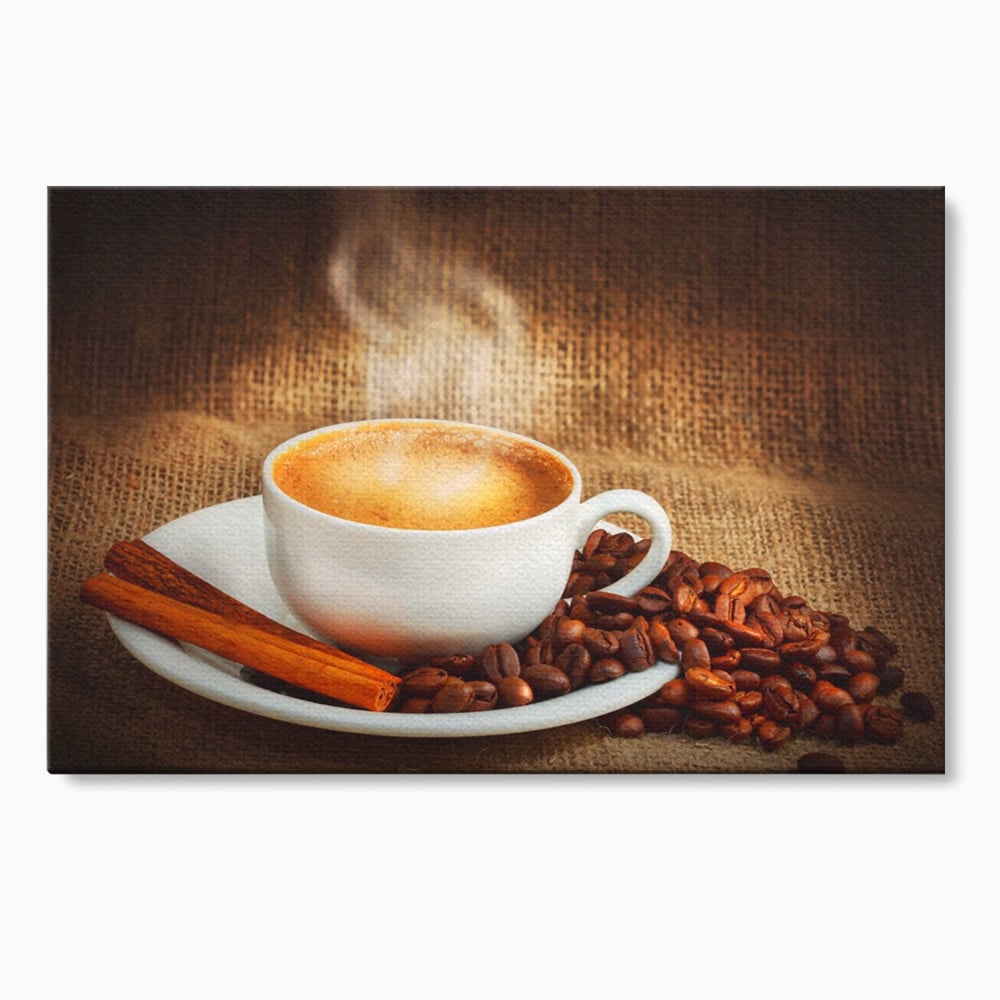 Tablou Canvas Premium LuxCanva® A1095, Aroma De Cafea , Scortisoara, Cappuccino, Boabe De Cafea, Culori Vibrante