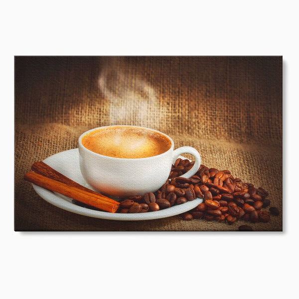 Tablou Canvas Premium LuxCanva® A1095, Aroma De Cafea , Scortisoara, Cappuccino, Boabe De Cafea, Culori Vibrante