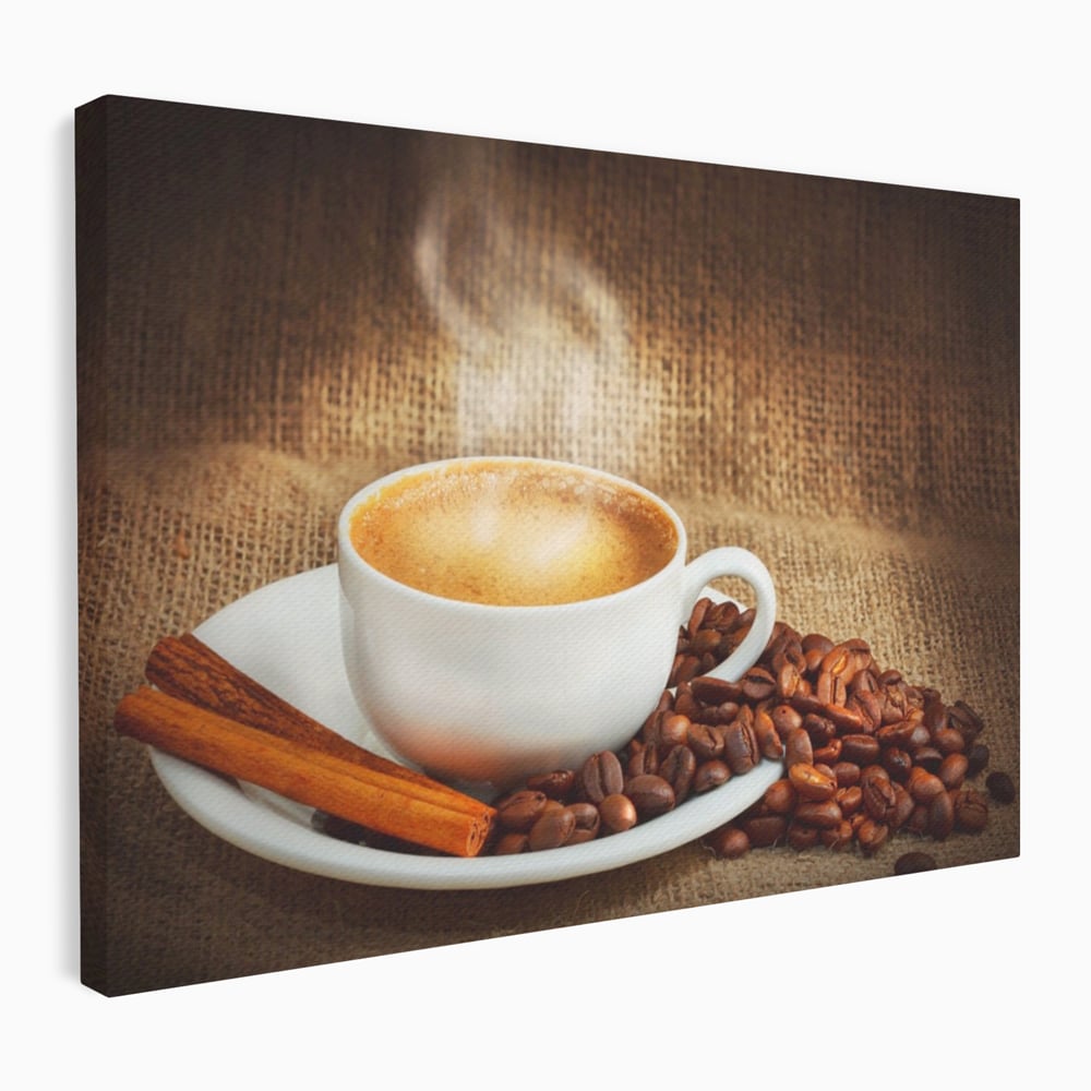 Tablou Canvas Premium LuxCanva® A1095, Aroma De Cafea , Scortisoara, Cappuccino, Boabe De Cafea, Culori Vibrante