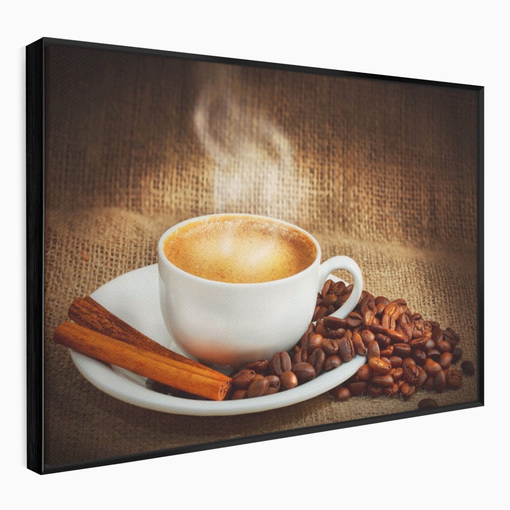 Tablou Canvas Premium LuxCanva® A1095, Aroma De Cafea , Scortisoara, Cappuccino, Boabe De Cafea, Culori Vibrante