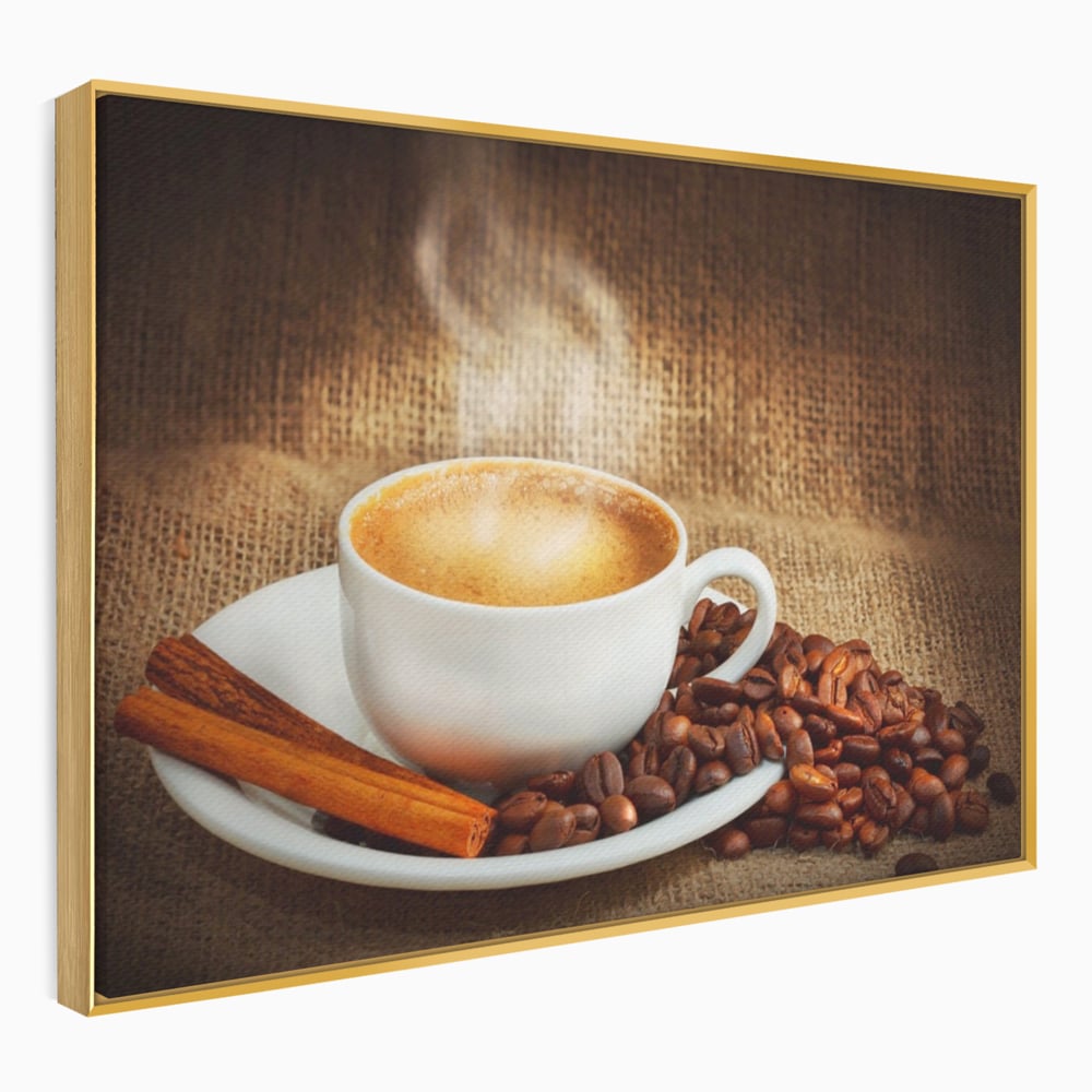Tablou Canvas Premium LuxCanva® A1095, Aroma De Cafea , Scortisoara, Cappuccino, Boabe De Cafea, Culori Vibrante
