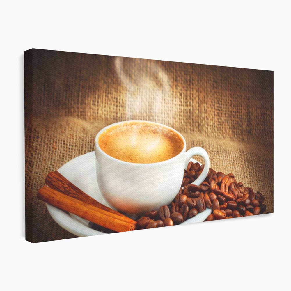 Tablou Canvas Premium LuxCanva® A1095, Aroma De Cafea , Scortisoara, Cappuccino, Boabe De Cafea, Culori Vibrante