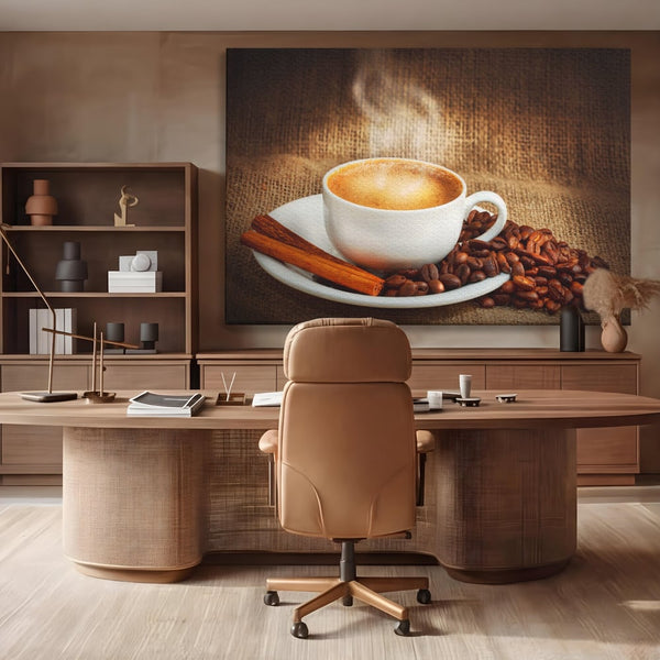 Tablou Canvas Premium LuxCanva® A1095, Aroma De Cafea , Scortisoara, Cappuccino, Boabe De Cafea, Culori Vibrante