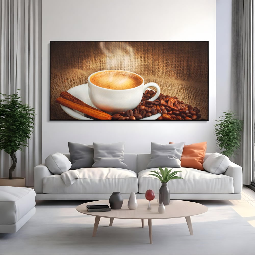 Tablou Canvas Premium LuxCanva® A1095, Aroma De Cafea , Scortisoara, Cappuccino, Boabe De Cafea, Culori Vibrante