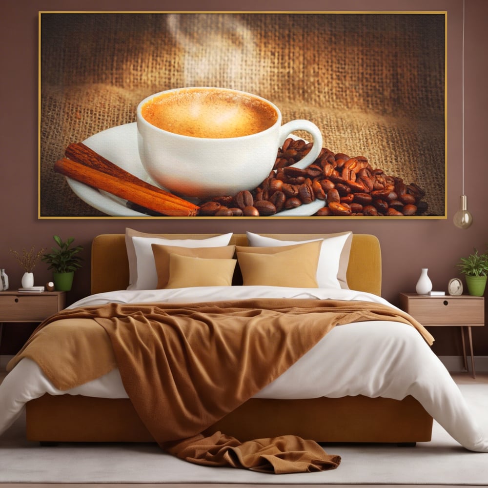 Tablou Canvas Premium LuxCanva® A1095, Aroma De Cafea , Scortisoara, Cappuccino, Boabe De Cafea, Culori Vibrante