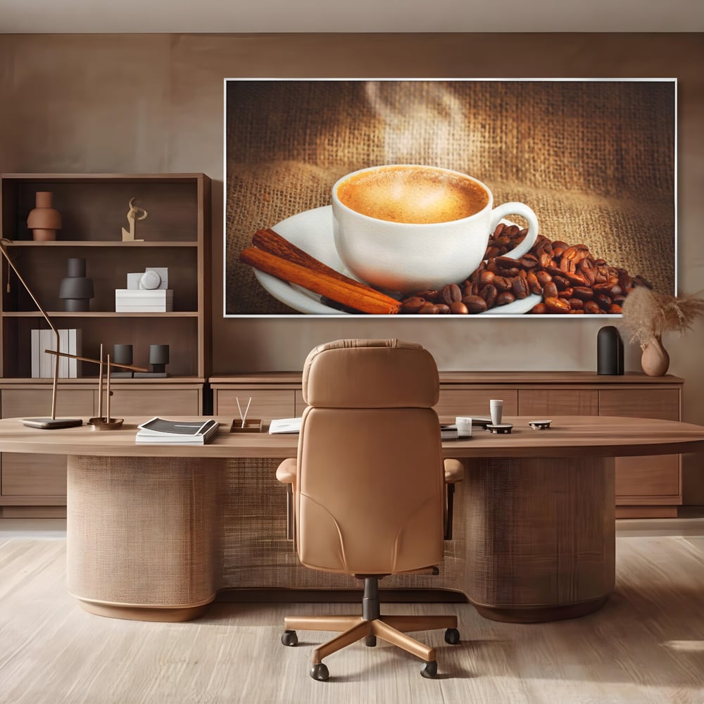 Tablou Canvas Premium LuxCanva® A1095, Aroma De Cafea , Scortisoara, Cappuccino, Boabe De Cafea, Culori Vibrante