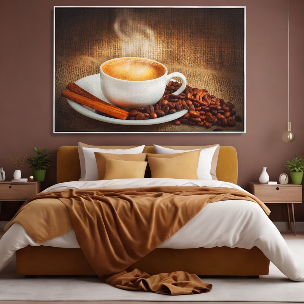 Tablou Canvas Premium LuxCanva® A1095, Aroma De Cafea , Scortisoara, Cappuccino, Boabe De Cafea, Culori Vibrante