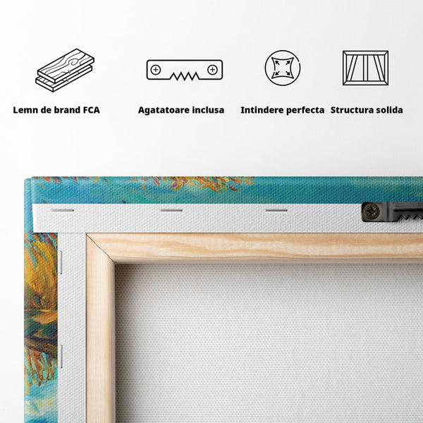 Tablou Canvas Premium  LuxCanva® A1096, Doua Barci , Stuf, Lac, Pasari, Culori Vibrante