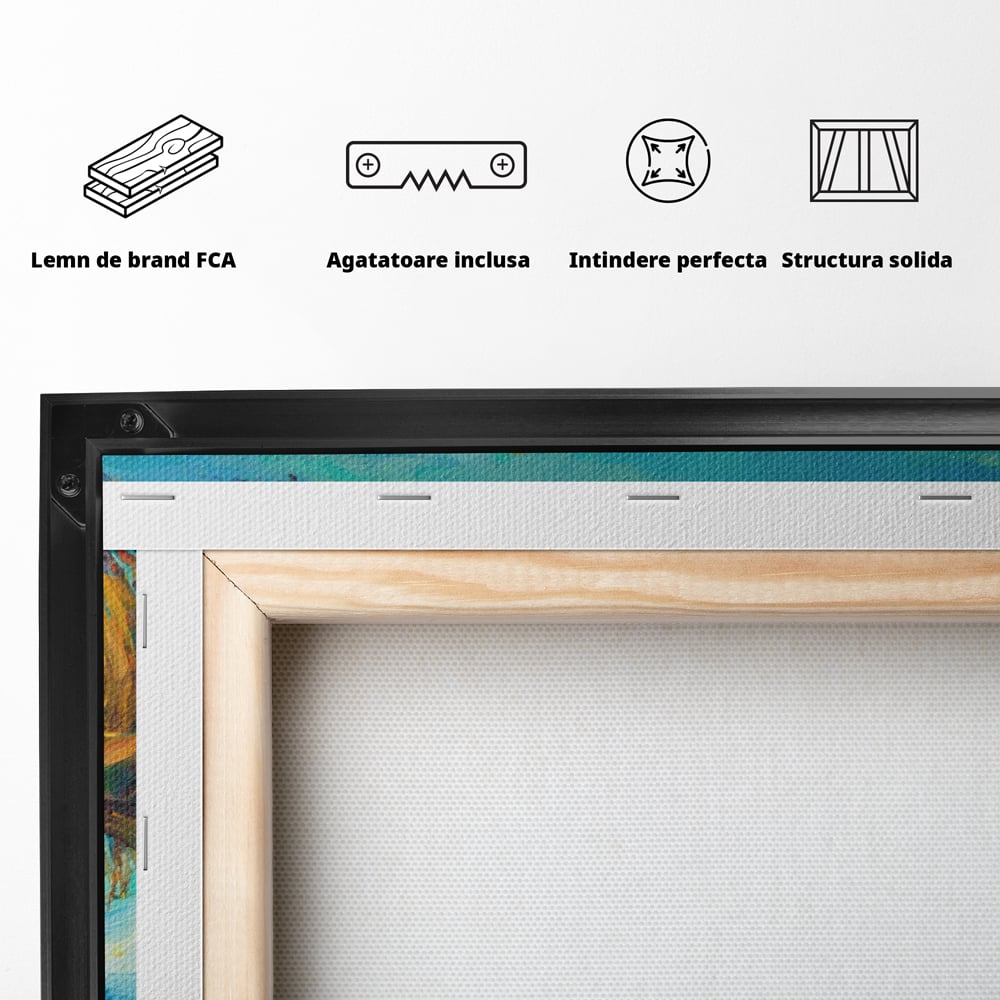 Tablou Canvas Premium  LuxCanva® A1096, Doua Barci , Stuf, Lac, Pasari, Culori Vibrante