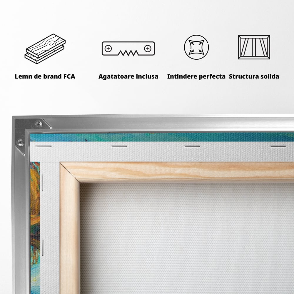 Tablou Canvas Premium  LuxCanva® A1096, Doua Barci , Stuf, Lac, Pasari, Culori Vibrante