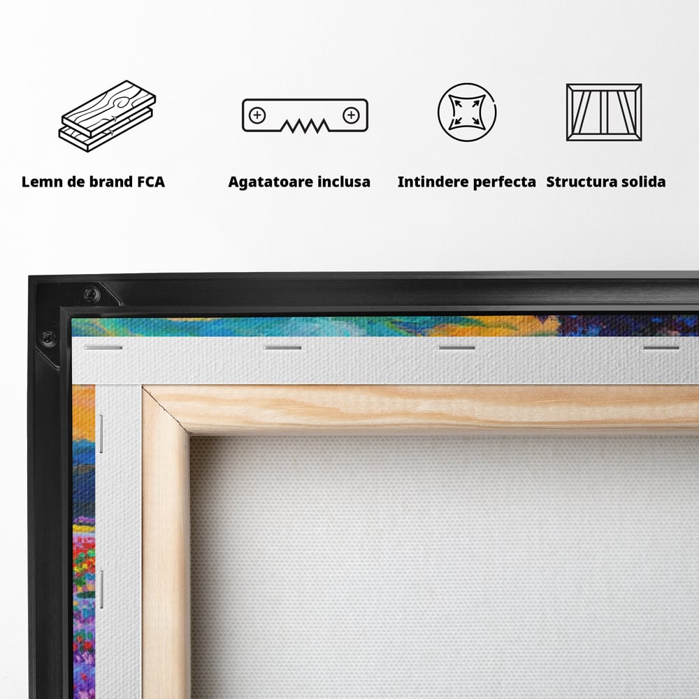 Tablou Canvas Premium LuxCanva® A1097, Lavanda ,  Peisaj, Apus, Mov, Lila, Camp, Culori Vibrante