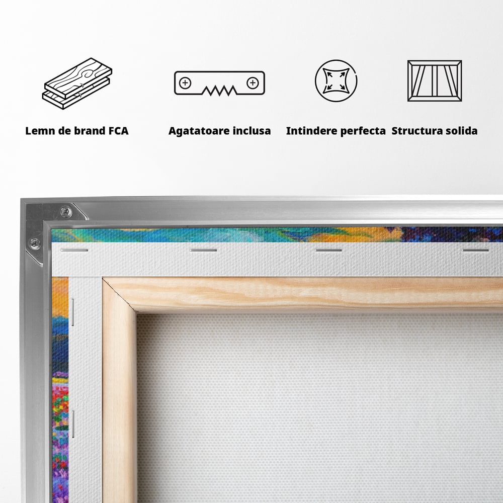 Tablou Canvas Premium LuxCanva® A1097, Lavanda ,  Peisaj, Apus, Mov, Lila, Camp, Culori Vibrante