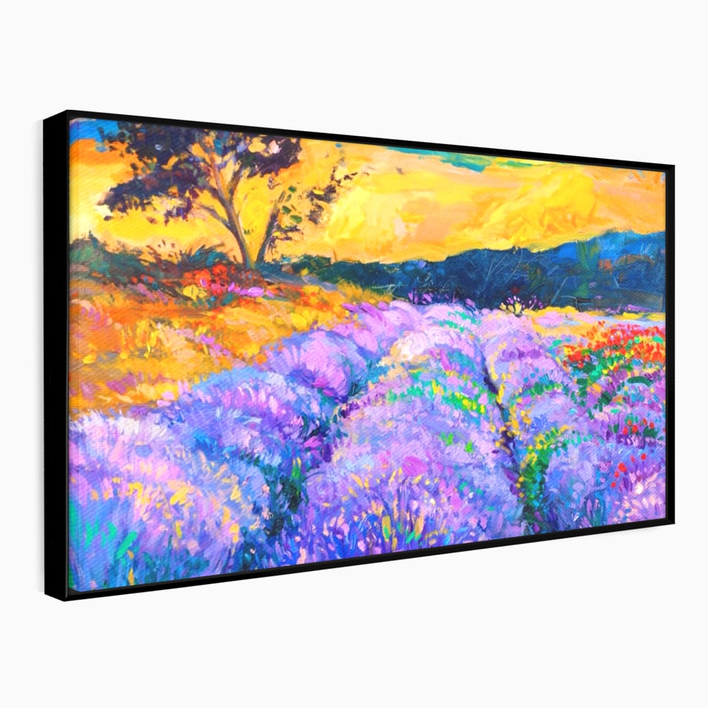 Tablou Canvas Premium LuxCanva® A1097, Lavanda ,  Peisaj, Apus, Mov, Lila, Camp, Culori Vibrante