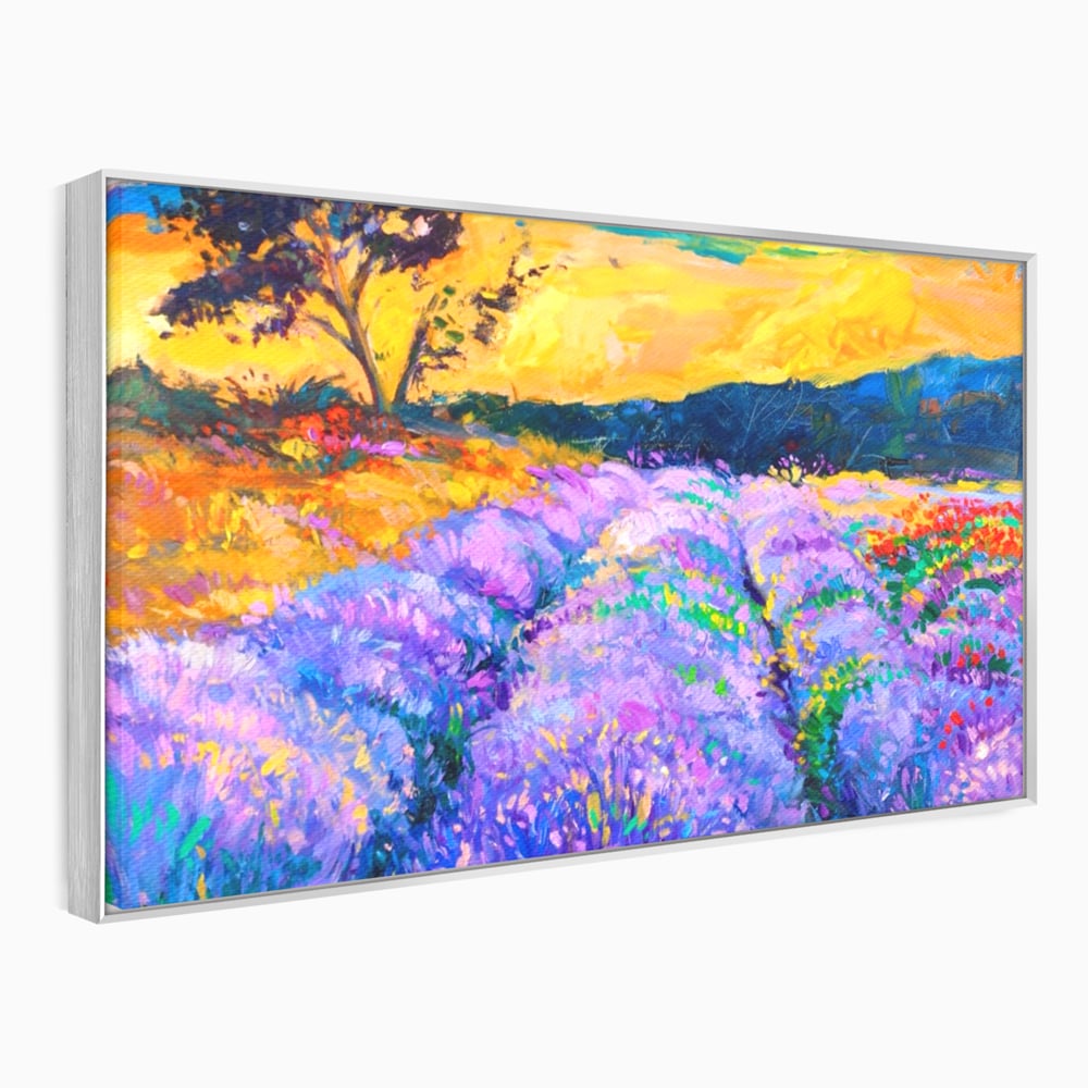 Tablou Canvas Premium LuxCanva® A1097, Lavanda ,  Peisaj, Apus, Mov, Lila, Camp, Culori Vibrante