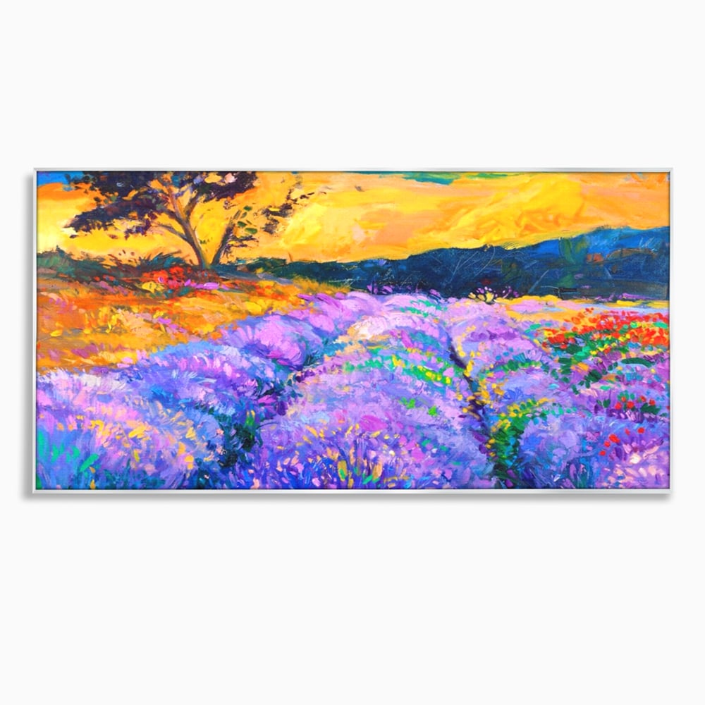 Tablou Canvas Premium LuxCanva® A1097, Lavanda ,  Peisaj, Apus, Mov, Lila, Camp, Culori Vibrante