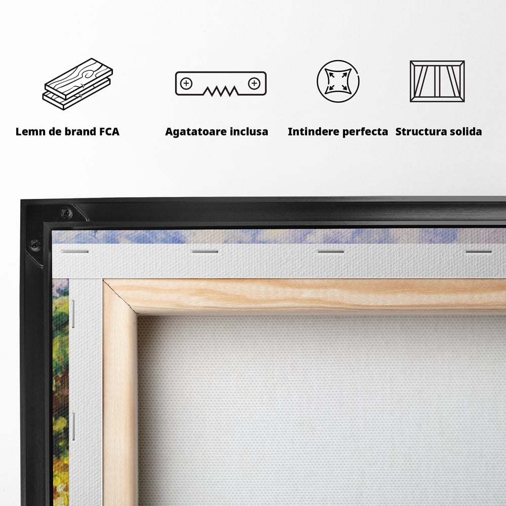 Tablou Canvas Premium LuxCanva® A1099, Floarea Soarelui , Peisaj, Mare, Casa, Culori Vibrante