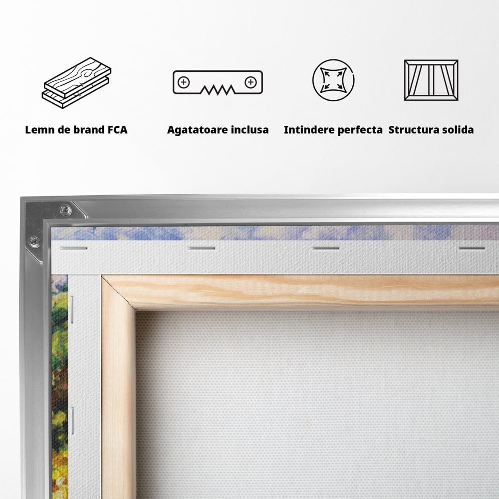Tablou Canvas Premium LuxCanva® A1099, Floarea Soarelui , Peisaj, Mare, Casa, Culori Vibrante