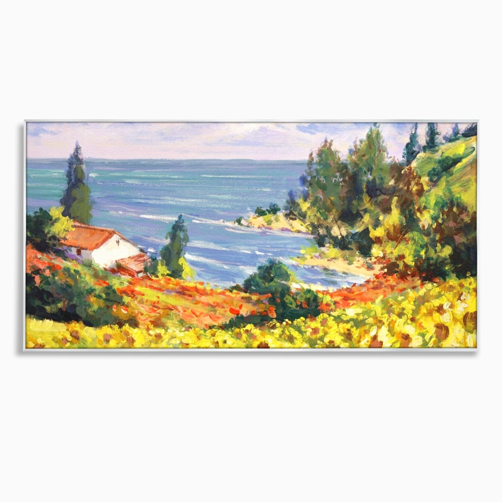 Tablou Canvas Premium LuxCanva® A1099, Floarea Soarelui , Peisaj, Mare, Casa, Culori Vibrante