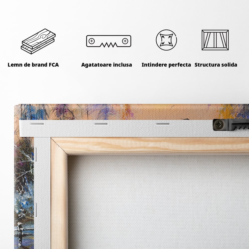 Tablou Canvas Premium LuxCanva® A1100, Iarna In Padure , Peisaj, Casa, Natura, Zapada, Culori Vibrante