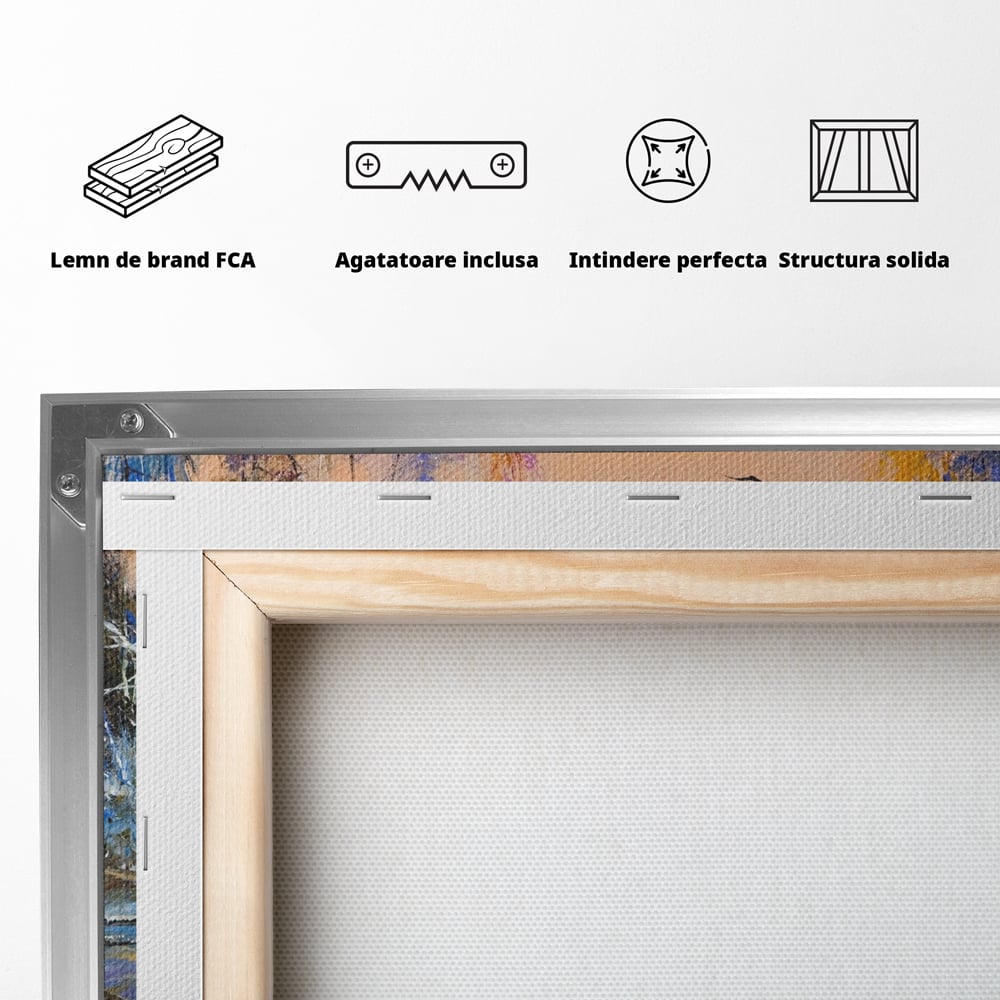 Tablou Canvas Premium LuxCanva® A1100, Iarna In Padure , Peisaj, Casa, Natura, Zapada, Culori Vibrante