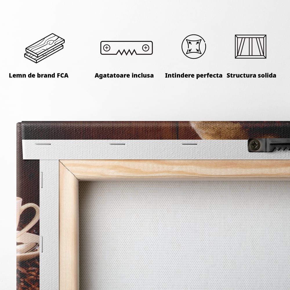 Tablou Canvas Premium LuxCanva® A1101, Boabe De Cafea , Cana, Espresso, Aroma Diminetii, Culori Vibrante