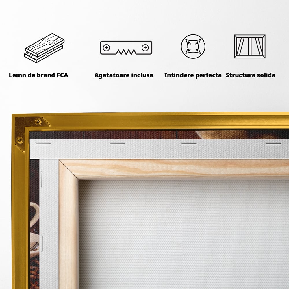 Tablou Canvas Premium LuxCanva® A1101, Boabe De Cafea , Cana, Espresso, Aroma Diminetii, Culori Vibrante