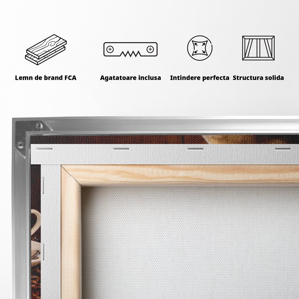 Tablou Canvas Premium LuxCanva® A1101, Boabe De Cafea , Cana, Espresso, Aroma Diminetii, Culori Vibrante