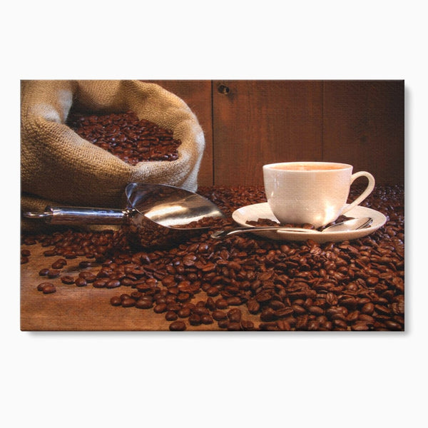 Tablou Canvas Premium LuxCanva® A1101, Boabe De Cafea , Cana, Espresso, Aroma Diminetii, Culori Vibrante