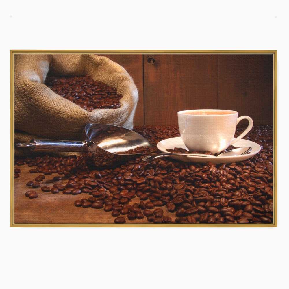 Tablou Canvas Premium LuxCanva® A1101, Boabe De Cafea , Cana, Espresso, Aroma Diminetii, Culori Vibrante