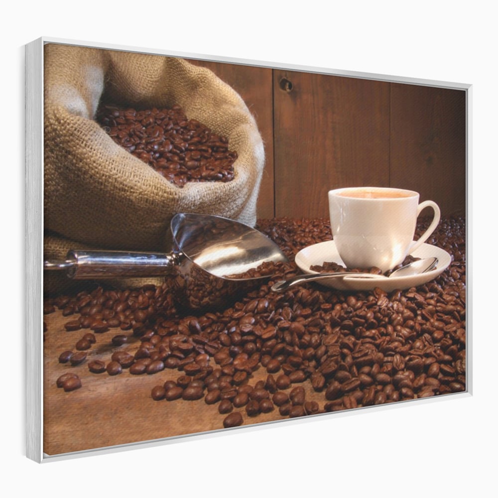 Tablou Canvas Premium LuxCanva® A1101, Boabe De Cafea , Cana, Espresso, Aroma Diminetii, Culori Vibrante