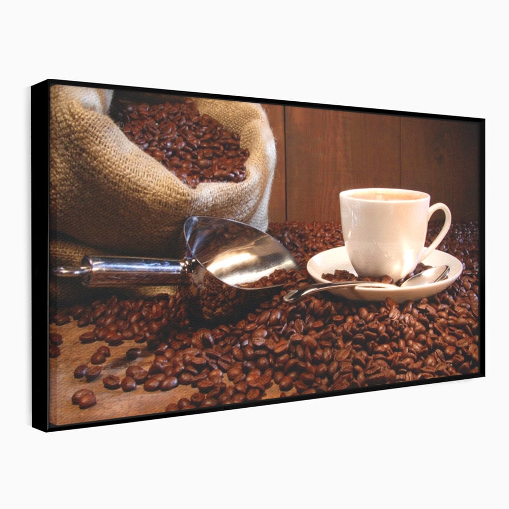 Tablou Canvas Premium LuxCanva® A1101, Boabe De Cafea , Cana, Espresso, Aroma Diminetii, Culori Vibrante