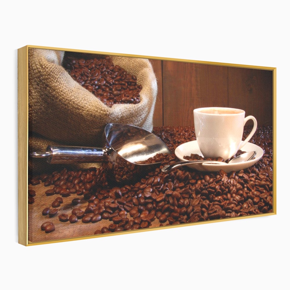 Tablou Canvas Premium LuxCanva® A1101, Boabe De Cafea , Cana, Espresso, Aroma Diminetii, Culori Vibrante
